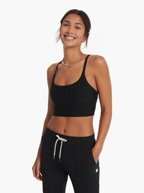 vuori black heather long line elevation bra With Removable Cups XS